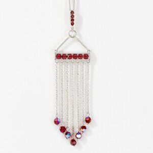 SET Touchstone Crystal “Fringe Benefits” | Necklace + Earrings | Siam Red | $238